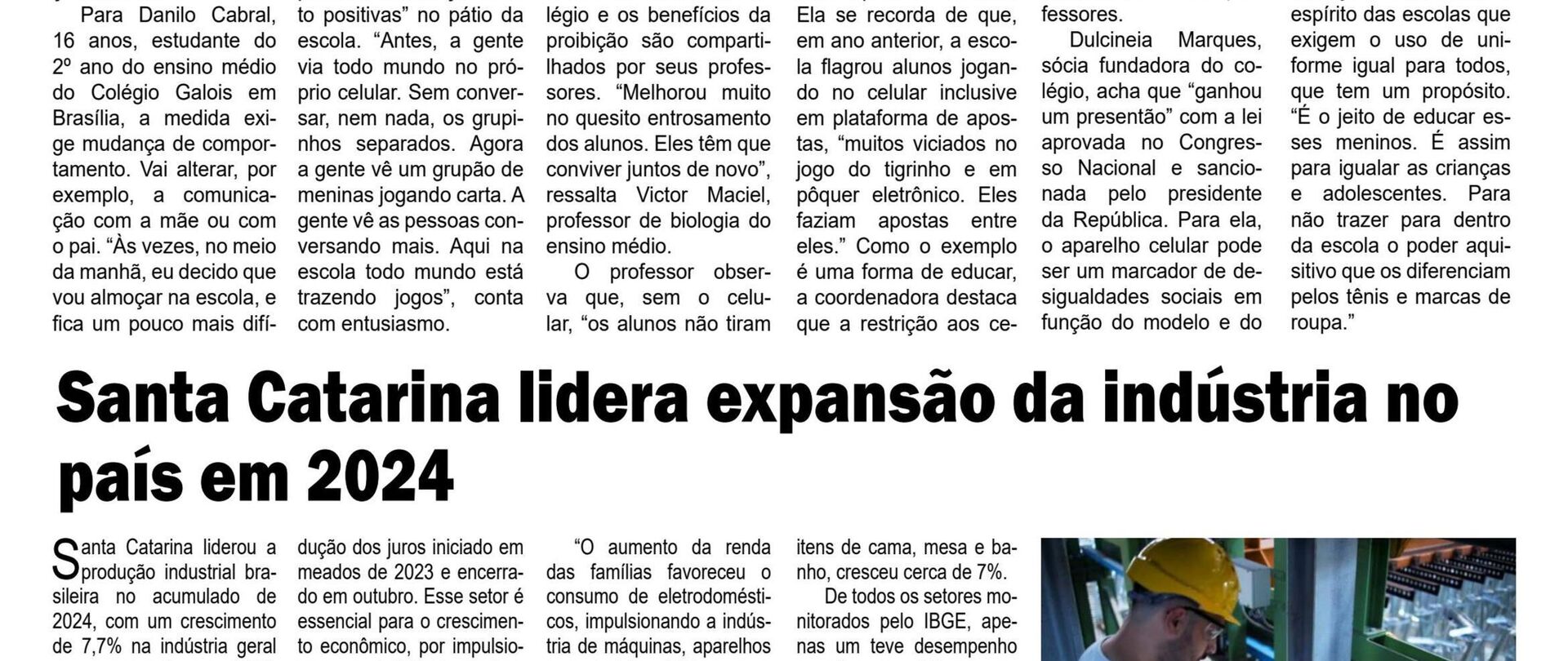 Santa Catarina lidera expansão da indústria no pais em 2024