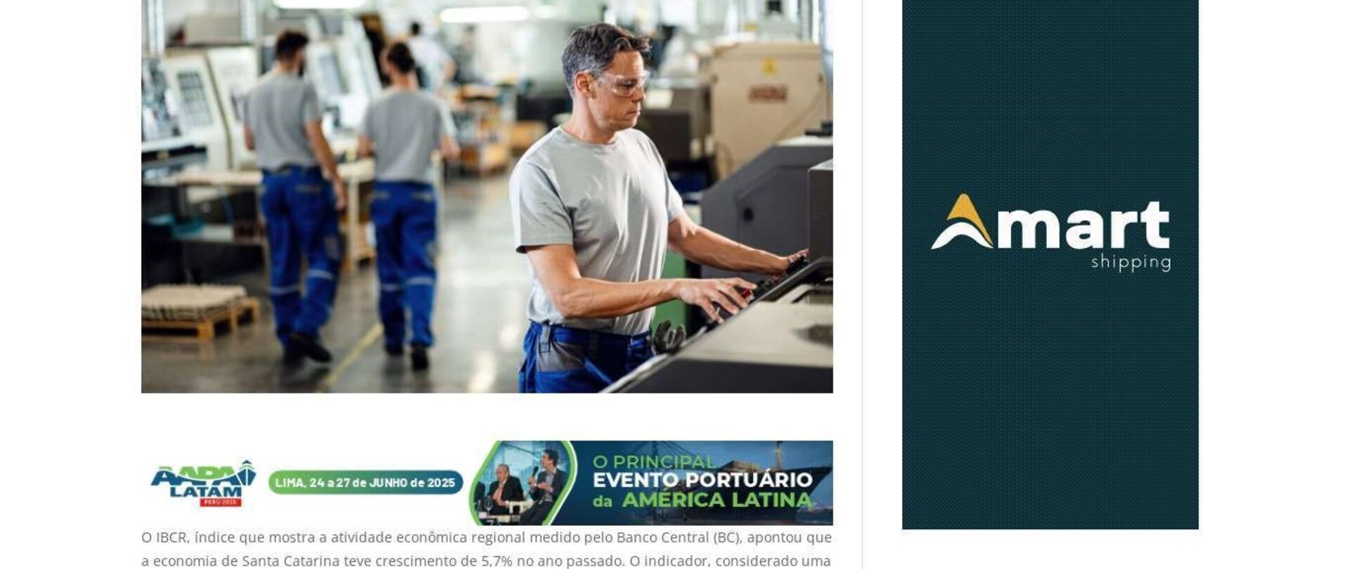 Atividade econômica de SC cresce 5,7% em 2024