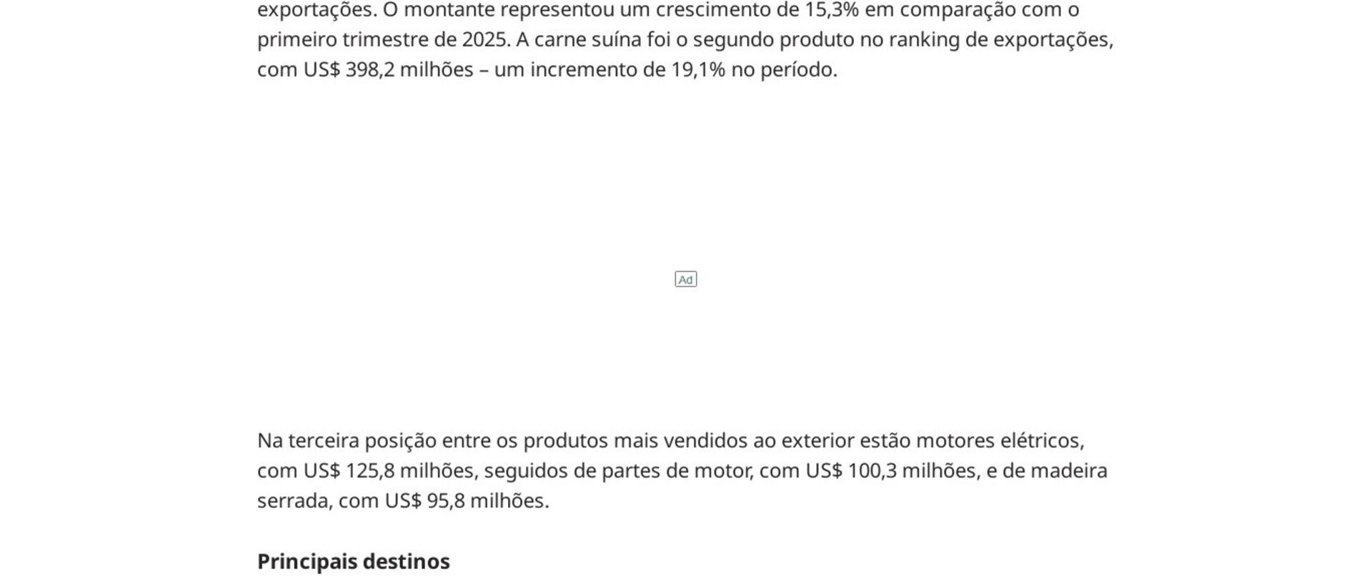 Exportações de SC avançam 7,8% no primeiro trimestre