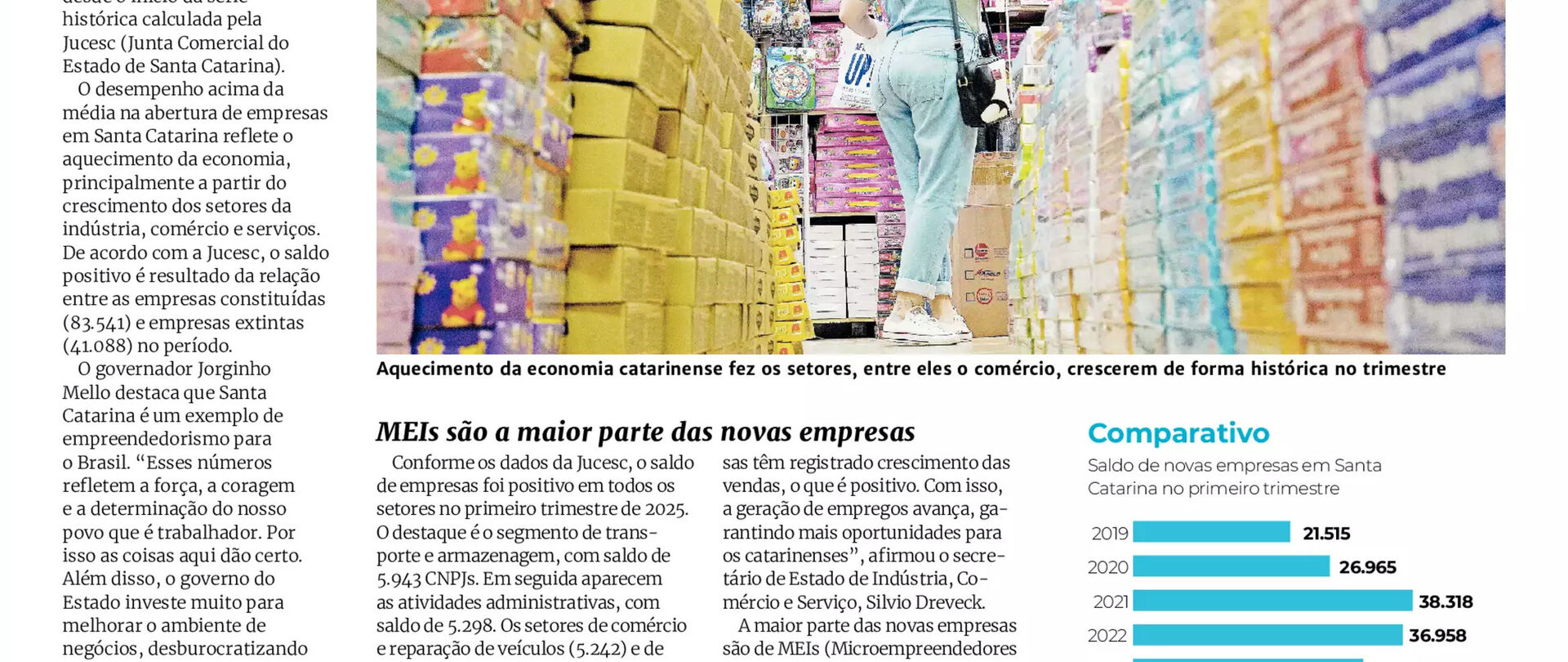 Economia catarinense cresce 6, 8% no primeiro bimestre