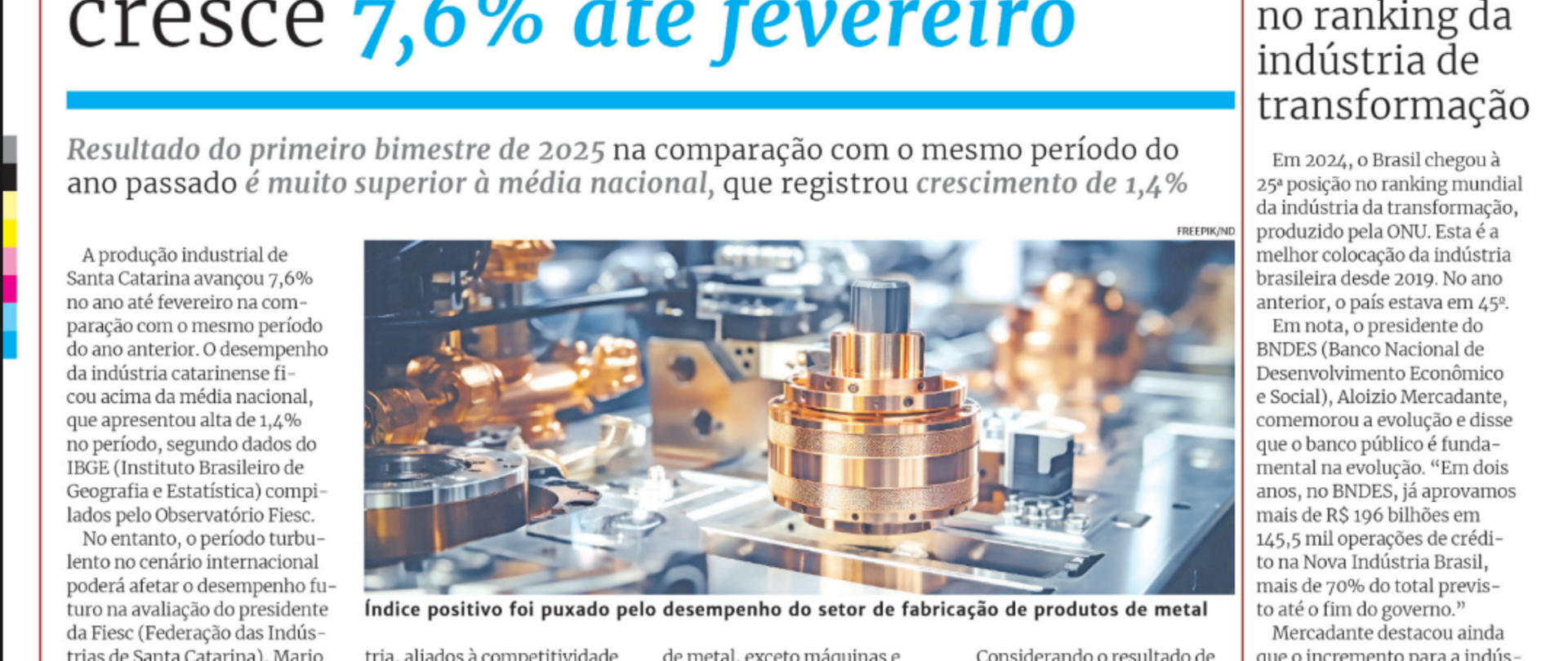 Produção Industrial de SC cresce 7,6%