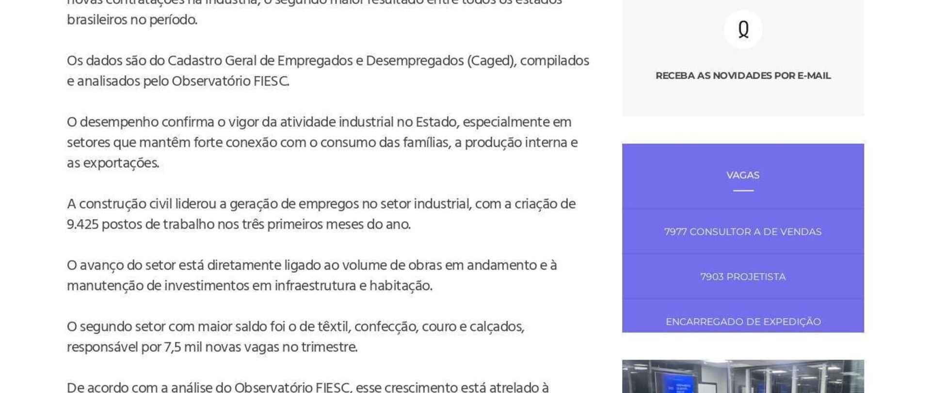 Indústria de SC cria 35,9 mil vagas no primeiro trimestre e se destaca no cenário nacional