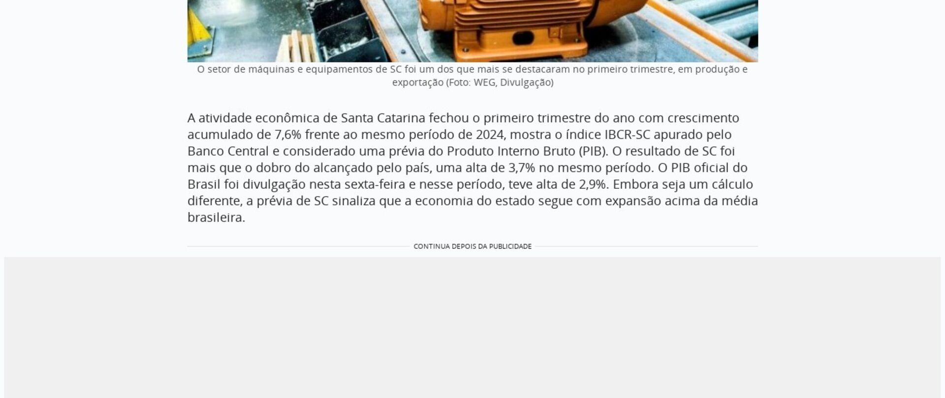 Puxada pela indústria, prévia do PIB mostra que SC cresce mais que o dobro do Brasil 