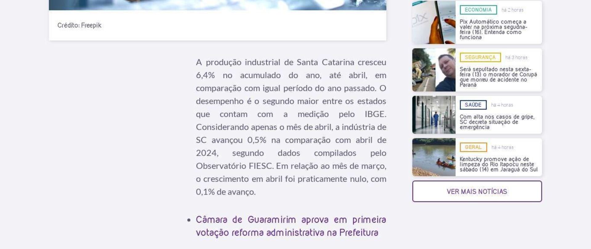 Crescimento de 6,4% na produção industrial 