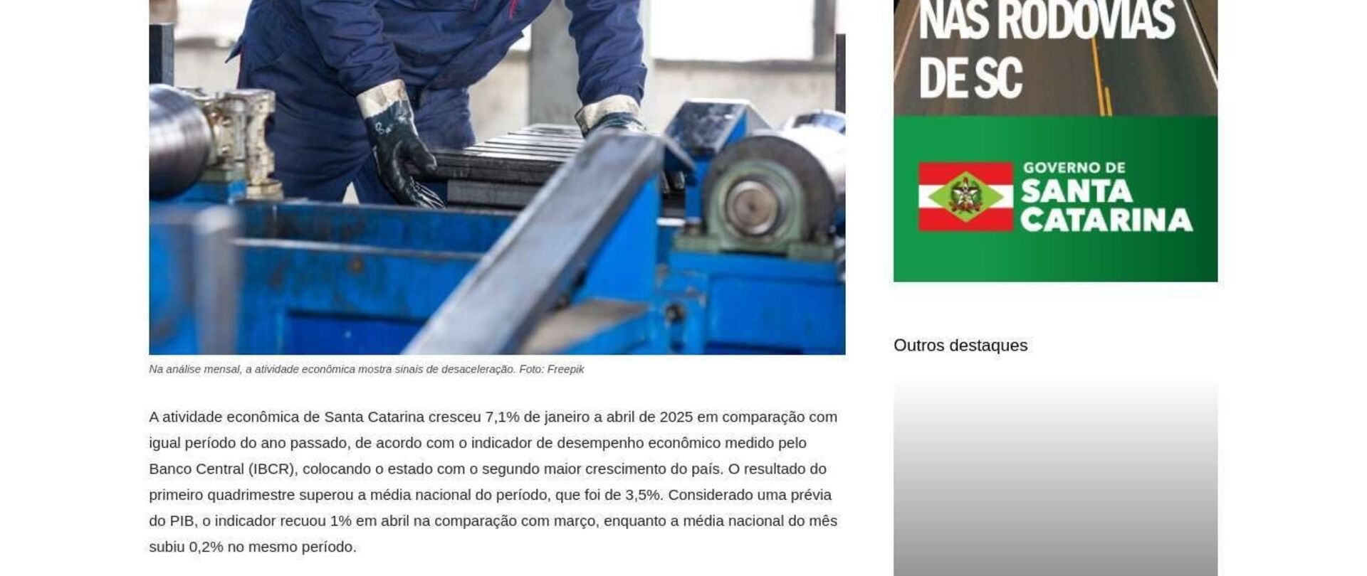 Produção industrial catarinense acumula alta de 6,4% 