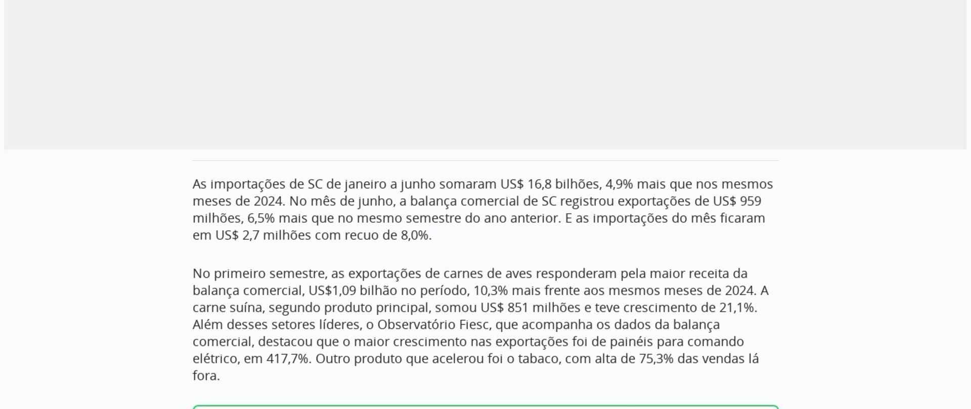 Exportações de SC crescem no primeiro semestre