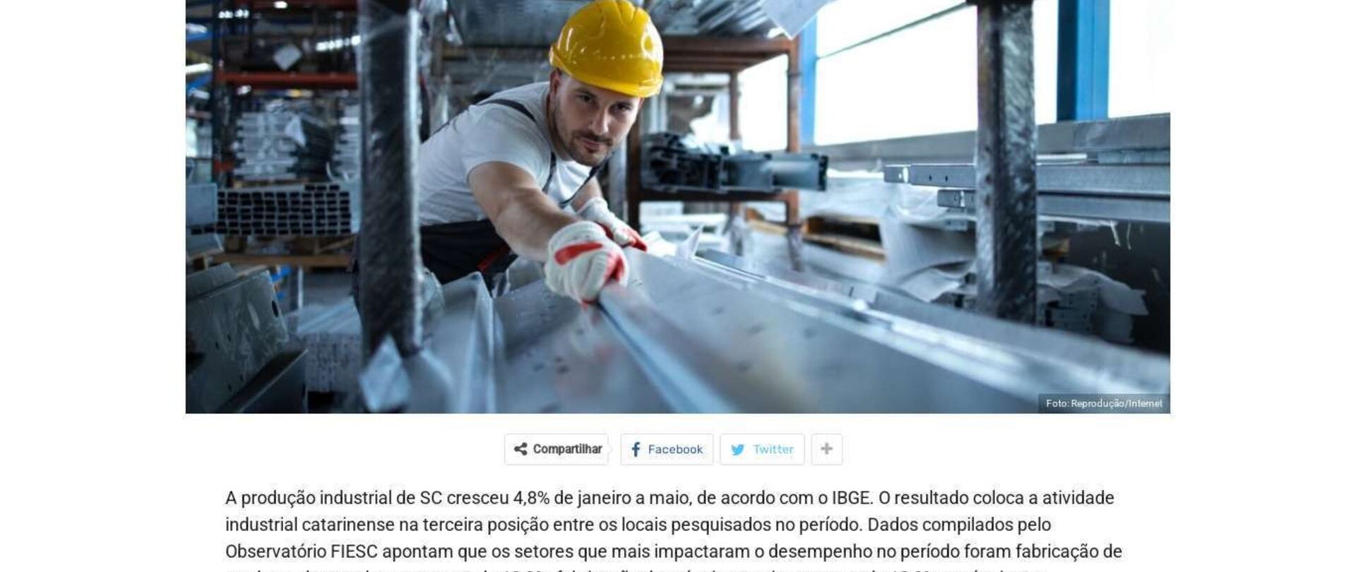 Produção industrial catarinense avança 4,8% no ano até maio 