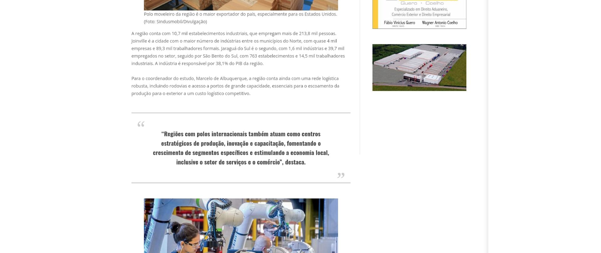 Região Norte de SC tem quatro polos industriais com inserção internacional