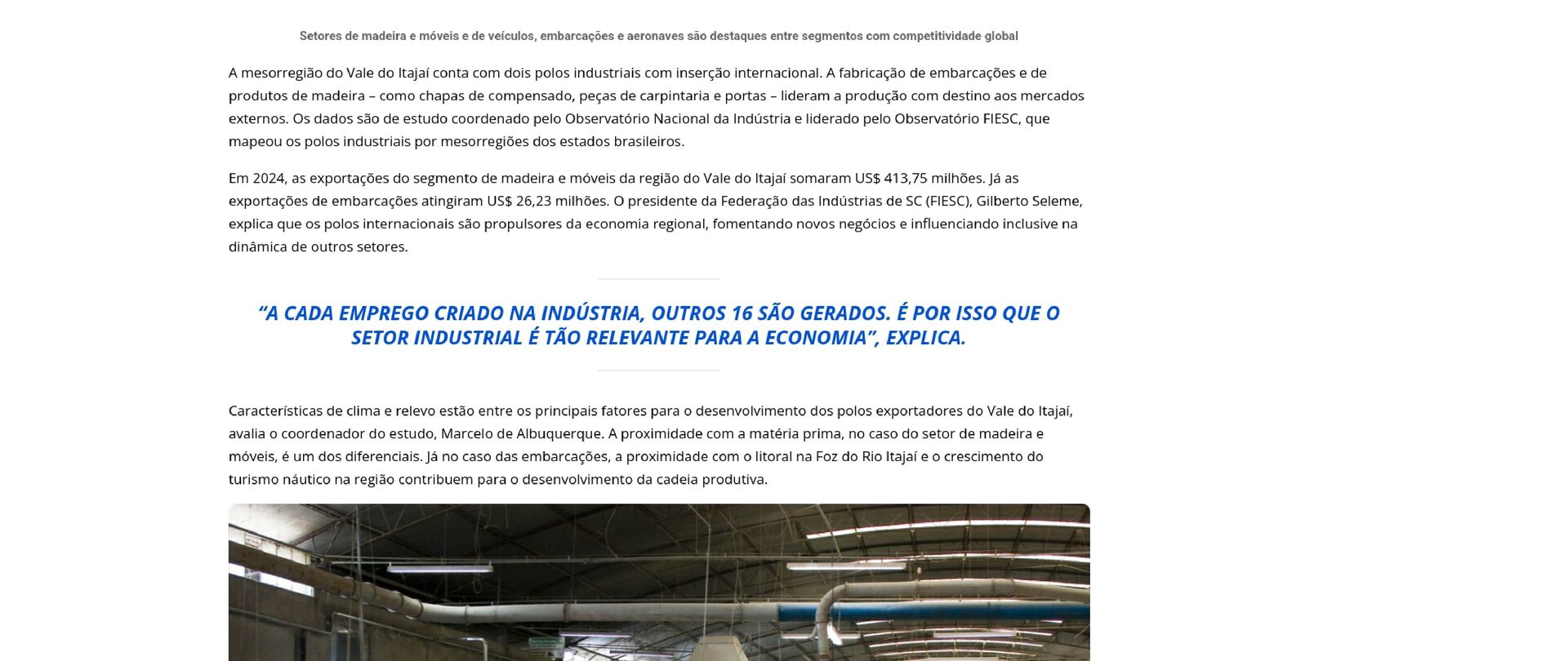 Vale do Itajaí tem dois polos industriais com inserção internacional