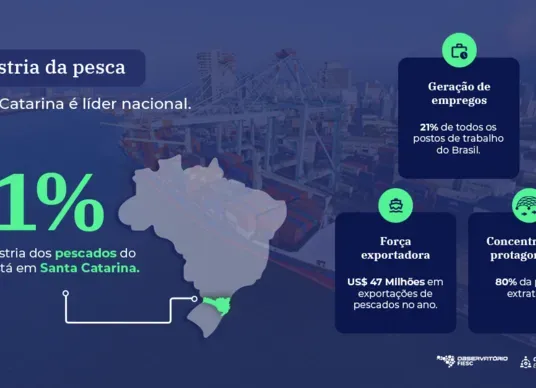 61% da indústria brasileira da pesca está concentrada em Santa Catarina. 20,9% dos empregos nacionais do setor estão no estado.  Foto: Observatório FIESC